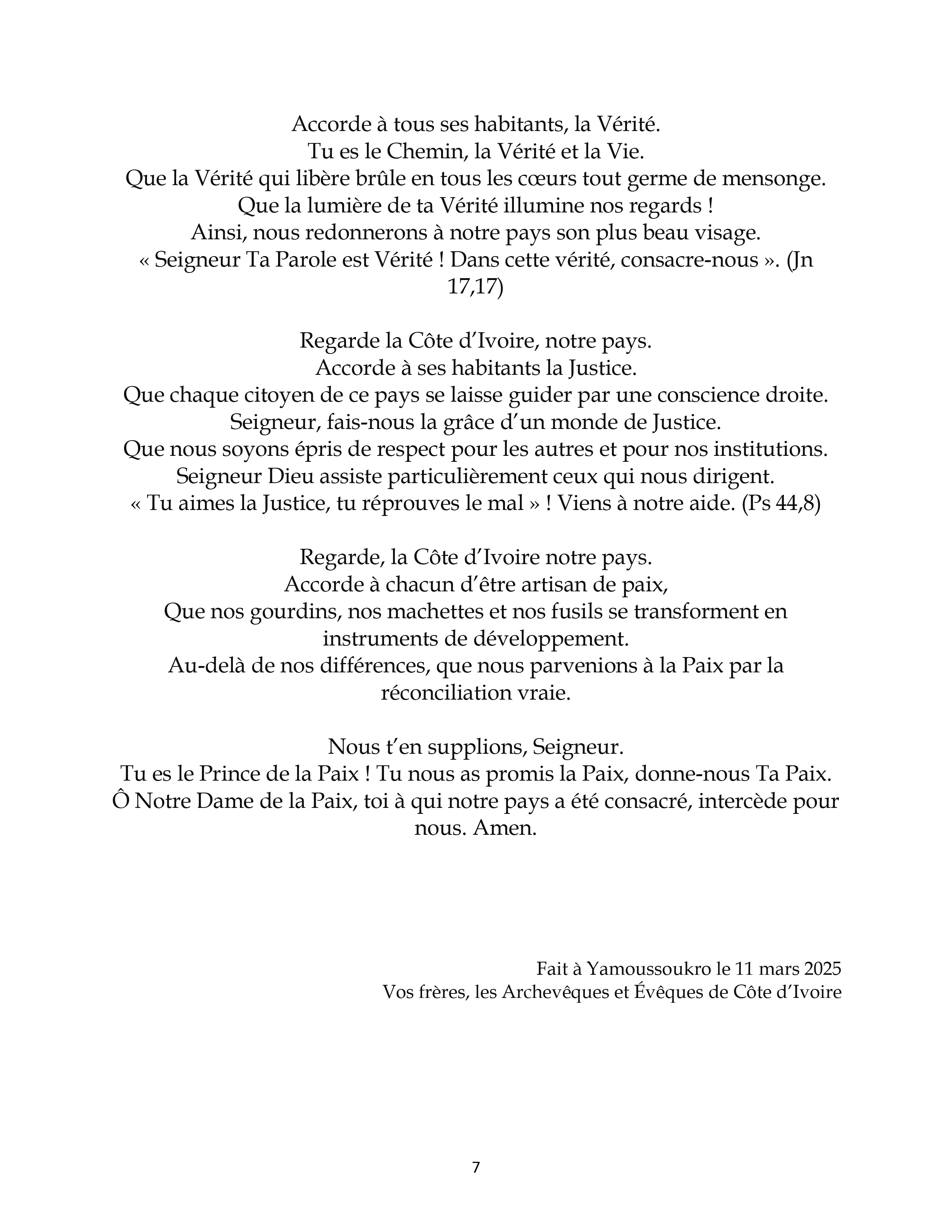 La conf�rence de ce lundi 24 mars 2025 anim�e par Son Excellence Mgr Marcelin YAO KOUADIO.